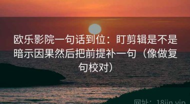 欧乐影院一句话到位：盯剪辑是不是暗示因果然后把前提补一句（像做复句校对）