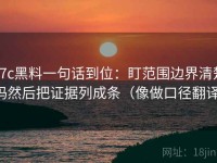 17c黑料一句话到位：盯范围边界清楚吗然后把证据列成条（像做口径翻译）