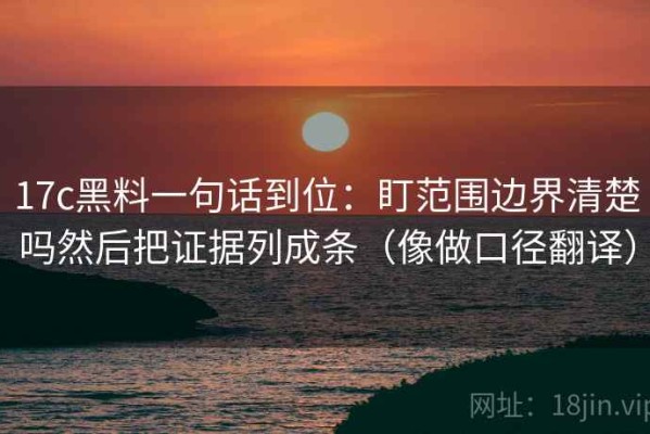 17c黑料一句话到位：盯范围边界清楚吗然后把证据列成条（像做口径翻译）