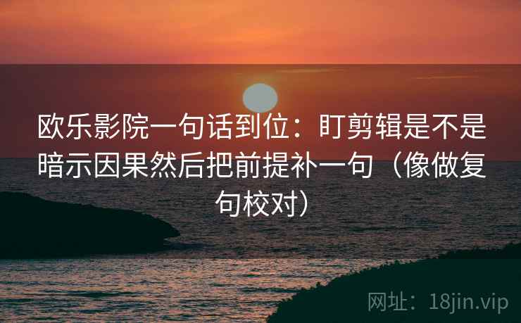 欧乐影院一句话到位：盯剪辑是不是暗示因果然后把前提补一句（像做复句校对）