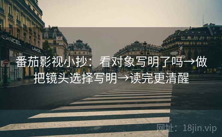 番茄影视小抄：看对象写明了吗→做把镜头选择写明→读完更清醒