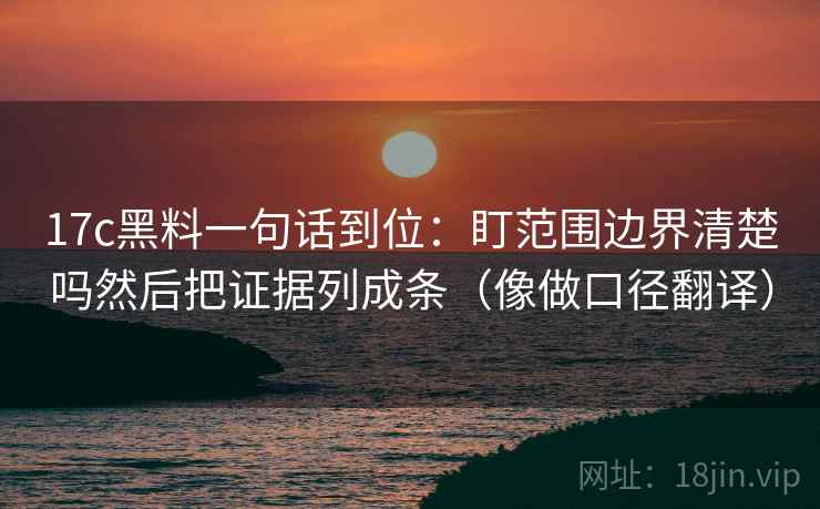 17c黑料一句话到位：盯范围边界清楚吗然后把证据列成条（像做口径翻译）